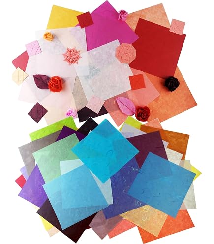 Lot De 50 Feuilles Papier Mûrier Couleurs Mélangées A4 | Pour Origami, Créations, Cartes | Fibre Naturelle
