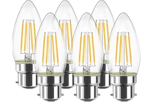 LVWIT 6W B22 Ampoule à filament LED Bougie, Ampoule Rétro Edison, 806Lm 2700K Blanc Chaud, Non-dimmable, Lot de 6