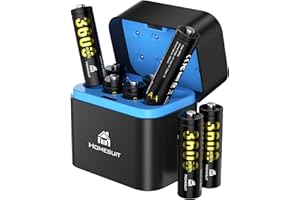 Homesuit Rechargeable AA Lithium Batteries with Charger Storage Box, 8 Pack 1.5V Double A Battery 3600mWh High Capacity AA Lithium Batteries for Blink Outdoor Camera Cycle Times Up to 2000