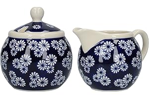 London Pottery JY18LT49 Pot à lait et sucrier en grès avec petites marguerites