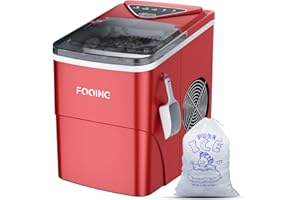 Maquina de Hielo,FOOING Maquina de Hacer Hielo,6 Minutos Fabricación de Hielo,15KG/24H,Maquina de Cubitos de Hielo Domestica,Plata