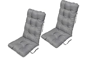 Superkissen24. Lounger Cushion Seat Pad - Set of 2 Cushions 48x123 cm - Seat cover for Sunbeds, Garden Chairs, Loungers, Seatings - Outdoor/Indoor Relaxer Chair Pillow - Waterproof - Grey
