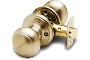 Copper Creek Polished Brass Door Knobs - Round Colonial Knob, 1 Pack, Interior Passage Handle Perfect for Home Improvement - Fits All Standard Doors - Hallway, Closet, Bedroom, Bathroom