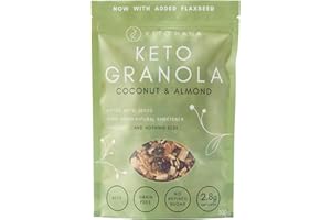 Keto Hana Noix de coco et d'amande - Keto Granola - Beurre original - Sans céréales - Sans sucres raffinés - Sans gluten - 1,1 g - Céréales de petit-déjeuner - 300 g