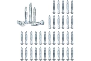YUNXCNA Lot de 40 Chevilles à Expansion en Métal, M6 x 52 Ancrages en Métal pour Cavité, Chevilles Métalliques Galvanisées, Acier au Carbone Ecrou à Expansion, pour Portes à âme Creuse, Portes en Fer