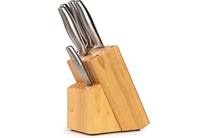 Coninx Ceppo Coltelli in Legno Acacia - Porta Coltelli Cucina - Ceppo Coltelli Vuoto - Ceppo Coltelli Universale senza Coltelli - 13 x 19.5 x 23 cm (Legno di gomma)