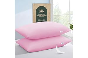 LYMA Bedding Pillow Cases 2 Pack, Ultra Soft Breathable Housewife Cover, OEKO-TEX Certified, Nanoplush Double Brushed Quick Dry Pillowcases, Envelope Closure Wrinkle Fade Resistant 50x75CM, Light Pink