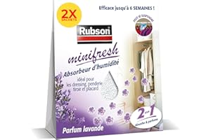 Rubson | Absorbeur d’Humidité Minifresh Parfum Lavande (2 sachets de 50 g) – Idéal pour dressing, penderie, tiroir et placard – Efficace jusqu'à 6 semaines