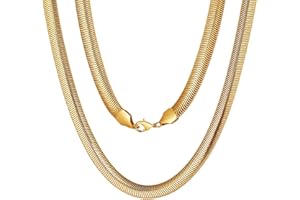 ChainsPro Collier à Maille Serpent Homme-en Acier Inoxydable - 8mm d'épaisseur -Chaine Maille Serpent Femme Doré/Argent/Noir 45/55/65/70/75cm 18-30 Pouces avec Boîte Cadeau