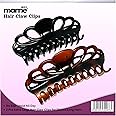 Marrie Extra Large Hair Claw Clips for Women Thick Long Curly Hair Nonslip Jumbo Strong Big Hold Jaws Clip Clamp Grip French Hair Styling Accessories 5.8 Inches long (Black & Brown)