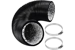 FULHDEDI ø125mm Abluftrohr, 2.5m PVC Abluftschlauch, Schwarz Flex-Schlauch Abluftschlauch mit 2 Schlauchschelle Edelstahl für Mobile Klimaanlage, Trockner, Abluftventilator, Belüftungssystem