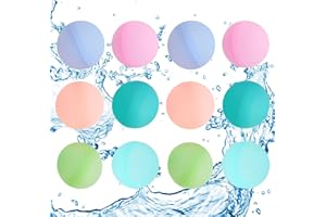 Reusable Water Balloons, MKNZOME 12PCS Refillable Silicone Water Balls Quick Fill Water Toys Water Bombs Summer Pool Toys, Outdoor Garden Beach Fun Party Swimming Pool Games for Kids Adults