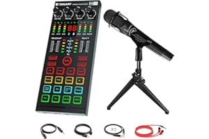 TENLAMP Podcast Equipment Bundle, Studio XLR auf 3,5 mm Mikrofon & Mini Audio Interface mit DJ Mixer und Voice Changer Sound Board für Live Streaming Recording Gaming Tiktok Youtube Facebook