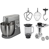 Kenwood KVL4170S Impastatrice Planetaria Chef XL, Robot da Cucina Mixer, con Frullatore e Tritacarne, 1200 W, 6.7 Litri, Acci