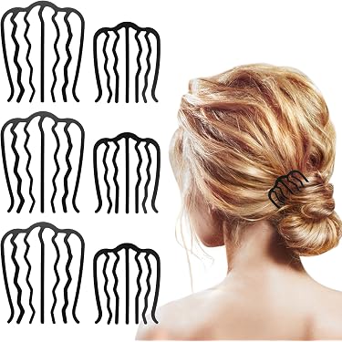 3er Set Metall-Haarkämme Mit 20 Zähnen - Schwarz - Für Hochzeit, Braut & Styling