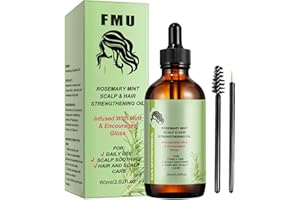 FMU Haare Rosmarinöl für die Hautpflege, 100% reines Rosmarin-Aromaöl, Massageöl zur Pflege der Kopfhaut, Massage, perfekt für Diffusoren Haarausfallbehandlung, 60 ml