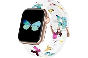 Acestar Doppelseitiges bedrucktes Armband, kompatibel mit Apple Watch Armband, 38 mm, 40 mm, 41 mm, 45 mm, 44 mm, 42 mm, florales Silikondruck, farbechtes Muster, Sportarmband für iWatch Serie 7, 6, 5, 4, 3, 2, 1 SE