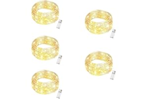 SIGANDG Lucine LED Decorative a Batteria(Bianco caldo) Con temporizzatore,3metri 30 LED Filo Luci Natale LED,Fairy Lights,Lucine Decorative per Camera Natale Interni e Esterni,Feste,Matrimonio(5 PCS)