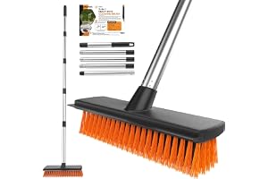 Kvast med skaft, gatukvast med teleskopskaft, gatukvast sopkvast med 30 cm hårt borsthuvud och skrubba, 145 cm långt skaft utomhuskvast trädgårdskvast för trädgård, terrass, uppfart, skolor