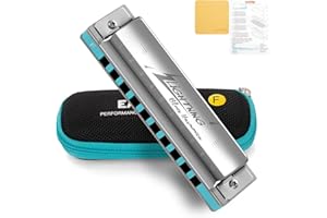 East top Armonica diatonica avanzata in chiave di basso F, 10 fori, armonica a bocca con copertura argentata, armonica blues per adulti, professionisti e studenti