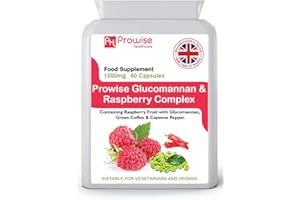 ‎PH PROWISE HEALTHCARE Glucomannan und Himbeer-Komplex Advance Formulation 1000mg - 60 Kapseln | UK Hergestellt | GMP-Standards von Prowise Healthcare