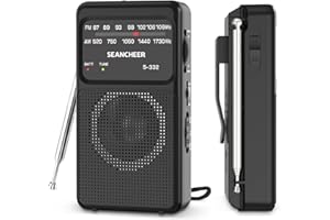 SEANCHEER 332 Small Radios AM FM, Portable Radio Battery Operated, Transistor Radio with Excellent Receiving and Sound Quality/Headphone Jack, Pocket Radios for Indoor, Outdoor and Emergency Use