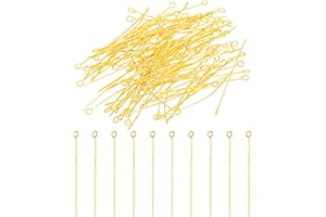 PATIKIL 50mm Pin de Ojo, 150pcs Pasadores de Ojo Abierto de Metal Agujas de Ojo para Hacer Joya Hallazgos Pendientes Collar Pulsera Manualidades Diy, Tono Dorado