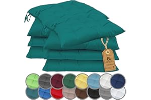 NatureMark Set 8 Cuscini per Sedie con Cordini 40x40 cm – Set di Cuscini Imbottiti per Cucina, Giardino e Interni – Colore Olio