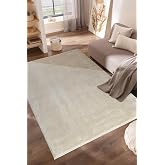 MEC Home D&uuml;z Bej Peluş Halı - Kaymaz Tabanlı, Yumuşak Dokulu, Makinede Yıkanabilir, Salon &amp; Oturma Odası İ&ccedil;in - 11 &Ouml;l&ccedil;&uuml; Se&ccedil;en