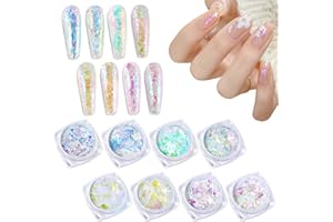 Laza Chamäleon-Flocken, 8 Farben, Nagel-Konfetti-Pulver, unregelmäßiges Colorshift-Pigmentpulver für Nägel, Kunstbedarf, Epoxidharz-Becher, Schleim, Basteldekoration – Glas Sternennacht