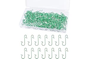 FEPITO 200 Pcs Christmas Ornament Hooks Green Stainless Steel Christmas Ornament Hangers Perfect for Art Craft Christmas Tree Decorations