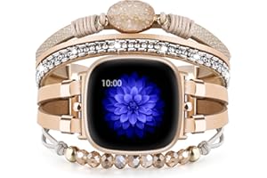 VISOOM Perlen Boho Armband kompatibel für Versa 4/Versa 3 Bands/Fitbit Sense2/Sense Frauen