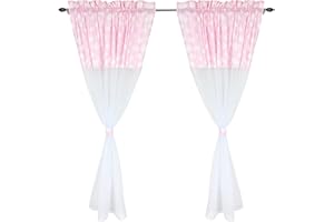 ‎TUPTAM TupTam Kinderzimmer Voile Vorhänge Baby Gardinen mit Tunnelzug Set, Farbe: Wolken Rosa, Größe: ca. 140 x 160 cm