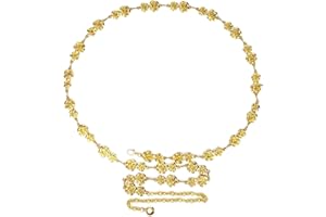 Linkidea Cinturón de Cadena de Talla Grande para Mujer, Cadena de Metal Rosa para el Vientre, Cadena Extra Larga para el Cuerpo, Cadena Gruesa Ajustable de 59 Pulgadas