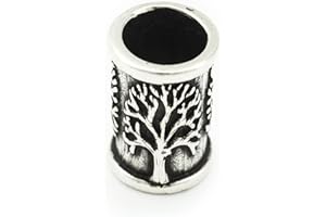 Battle-Merchant - Mittelalterliche Bartperle mit Lebensbaum aus Silber - Authentischer Schmuckanhänger für Mittelalter Reenactment und LARP, ca. Innendurchmesser 7mm