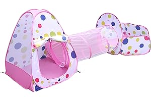 RELSY Tende pop-up per bambini, tenda da gioco per giochi di avventura interni ed esterni, tenda rosa per bambini con motivo a cerchi colorati, castello per ragazzi e ragazze e tenda principessa.