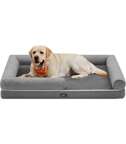 Chicute Wasserdichtes Orthopädisches Hundesofa – Eierschaum, Waschbarer Cord-Fleece Bezug, Beige