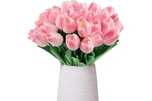 DiliDala Künstliche Blumen Tulpen, 10 Stück Gefälschte Tulpen Künstlich Latex für Hochzeitszimmer Blumenstrauß Hotel Party Haus DIY Decor (Hell Pink)