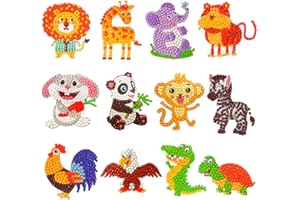 MLLTECH Pittura Diamante Adesivo 5D per Bambini | Adesivi per Cartoni Animati Diamond Painting Adesivo Animali Elfi Diamond Painting Kit Completo, Diamond Painting Kit per Bambini 5D Artigianato per Bambini