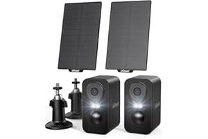ieGeek 2K (Type-C) Überwachungskamera Aussen Akku Kabellose mit Solarplatten, 5200mAh Akku Kamera Überwachung Aussen WLAN, PIR-Bewegungserkennung, 2-Wege Audio, Alexa Kamera, Schwarz, 2Pcs, IP65