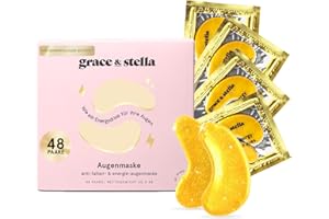 ‎GRACE & STELLA Grace & Stella - Augenpads Gegen Augenringe, Eye Pads Reduzieren Dunkle Augenringe, Augenpads Gegen Tränensäcke und Falten, Kühlende und Erfrischende Augen Pads Masken, Gel-Eyepads [48 Paare, Gold]