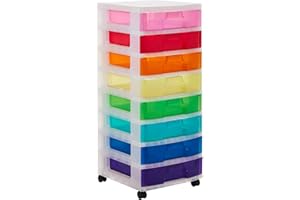 REALLY USEFUL Scrapbook Aufbewahrungsturm 8x9 Liter - regenbogenfarben - 395x420x905mm