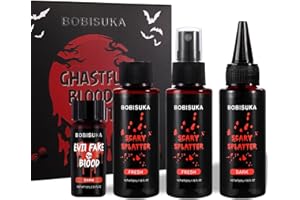 ‎BOBISUKA BOBISUKA Halloween Kunstblut 4 Pcs, Fake Blood Realistisch Abwaschbar Sicher für Karneval, Simulierte Wunden, Film, Theater, Unfug