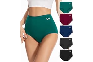 Tmani Underwear Women High Waisted Long-Staple Combed Cotton Knickers Ladies Full Coverage Briefs Panties 5 Pack