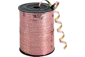 RIBBOOO 450 Meters Geschenkband Laser Roségold 5mm Luftballon Schnur Luftballons Band Geschenkverpackung für Weihnachtsdeko Ballonverschlüsse Geschenkverpackung Hochzeitsdeko (500 Yard Balloon Ribbon