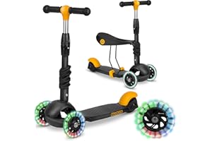 RICOKIDS Trottinette à Trois Roues pour Enfants 3in1 Cubi Combalance avec siège Noir