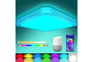 LIFOCI Plafonnier LED, 30W Luminaire Plafonnier, Plafonnier Dimmable Led avec Contrôle APP, Dimmable 3000k-6500k, Plafonnier Carré avec Bordure en Cristal, Fonctionne avec Alexa, Google Home