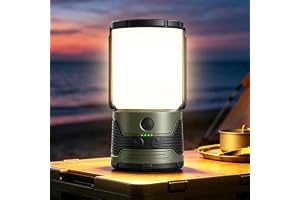Glocusent Campinglampa, 1200LM Uppladdningsbar med 7 Ljuslägen, Tillbehör, Utomhusbelysning med 5000mAh USB-C Powerbank, IP45 Campinglykta för Orkaner, Nödsituationer, Strömavbrott