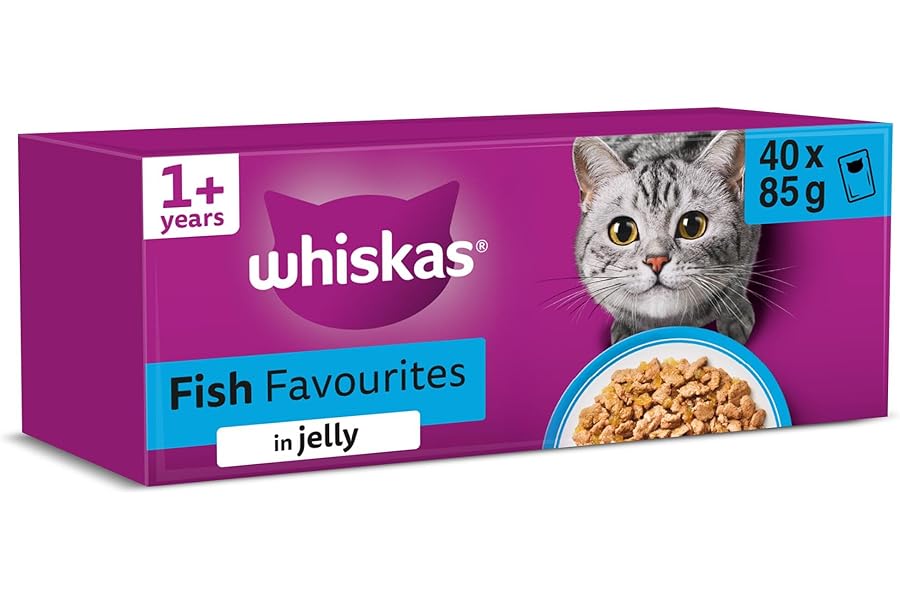 WHISKAS Adult Wet Cat Food in Jelly 40x85g Fish Favourites