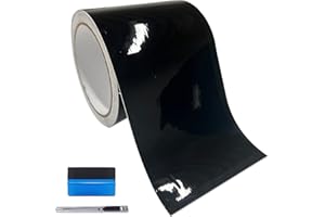 NEWL Folia samochodowa, czarna, błyszcząca – 10 cm x 900 cm, samoprzylepna folia do samochodu, motocykla, okien, listew chromowanych, czarna